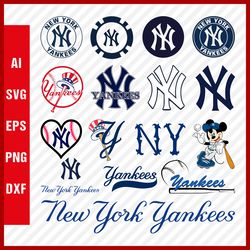 new york yankees mlb svg cut files baseball clipart bundle