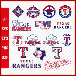 texas rangers mlb svg cut files baseball clipart bundle