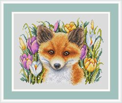 fox cross stitch pattern crocuses cross stitch pattern flower cross stitch pattern summer cross stitch pattern