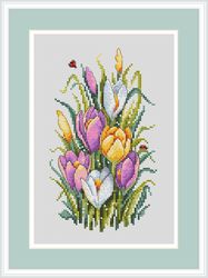 crocuses cross stitch pattern flower cross stitch pattern summer cross stitch pattern garden cross stitch pattern