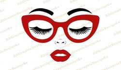 woman face in glasses svg woman face svg eyelashes svg eyebrows svg eye lashes svg lips svg black woman face svg