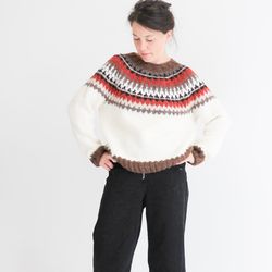 white scandinavian outdoor soft handmade sweater