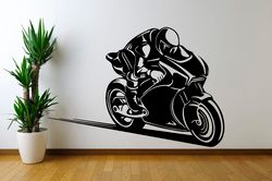 moto race sticker, motorcycle racing, racer, wall sticker vinyl decal mural art decor