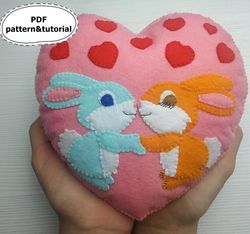 valentines day pattern, felt pattern pdf, felt heart pattern, heart ornament, valentines day decor, valentines day gift