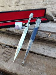 a beautiful gift set for men caucasus dagger made of 65x13 steel, hilt melchior