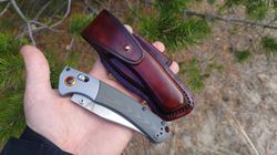 leather sheath for folding knife benchmade crooked river /custom leather sheath for benchmade crooked river