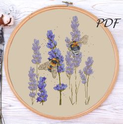 cross stitch pattern bumblebee in lavender counted cross stitch design for embroidery pdf