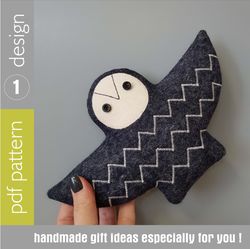 felt owl sewing pattern pdf tutorial in english, felt doll sewing diy