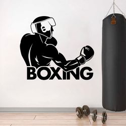 boxing sticker, boxer training, gym, sport, wall sticker vinyl decal mural art decor