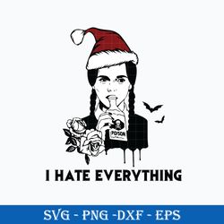 i hate everything santa svg, wednesday addams santa hat svg, wednesday svg