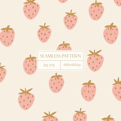 digital paper with strawberries. cute seamless pattern