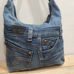 jeans hobo shoulder bag handmade- crossbody purse