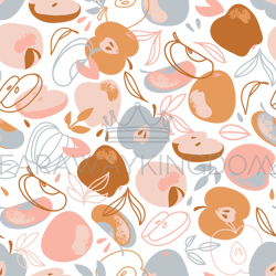 apple abstract delicious fruit hand drawn seamless pattern