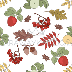 apple landscape nature seamless pattern vector illustration