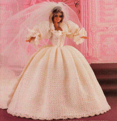 PDF Vintage Crochet Pattern / Crochet dress for Barbie dolls 11-1 / 2" / Fashion Collection - Wedding dress