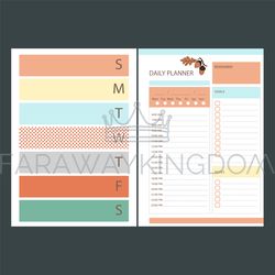 AUTUMN DAILY PLANNER Page Organizer Vector Illustration Set