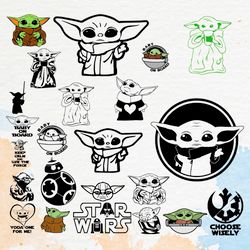 baby yoda svg layered item, clipart, cricut, digital vector cut file