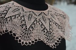 knitted lace collar for women, light peach, light pink collar cotton
