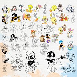 looney tunes bundle svg, layered,, looney tunes baby bundle, looney tunes baby png, looney tunes