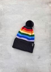 black hat colorful hat warm hat striped hat rainbow hat