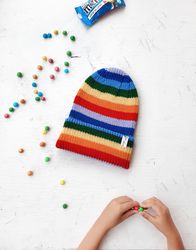 warm hat multi-colored hat for an adult for a child striped hat rainbow hat all colors of the rainbow