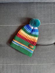 warm hat multi-colored hat for an adult for a child striped hat rainbow hat all colors of the rainbow