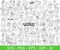 pokemon png, pokemon svg, pokemon silhouette, pokemon dxf, pikachu svg, pikachu png, pokemon put, pokemon printable, pik