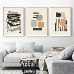 set of 3 posters abstract geometric 3 piece prints printable wall art abstract print triptych large artwork scandi print