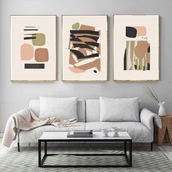 3 piece print set abstract geometric printable wall art abstract print triptych large art scandi print set of 3 posters