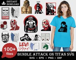 100 attack on titan bundle svg, levi svg, eren svg, aot svg