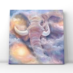 digital painting  "the spirit of the elephant" elephant print digital art oil painting canvas