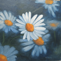 chamomile oil painting original art wall art flower small oil painting