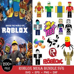 200 roblox png, svg bundle, kid gaming svgs, kids accessories svgs, roblox clipart, kids gaming art