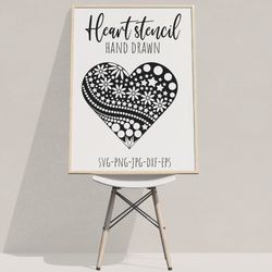 hand drawn heart stencil clipart - svg