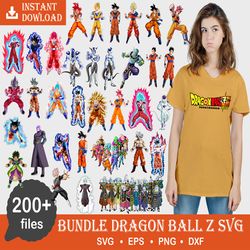 200 dragonball svg bundle, anime vector, anime cut file, anime clipart, anime silhouette, anime bundle, anime birthday