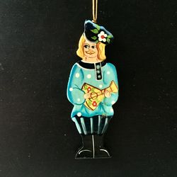 man in blue playing balalaika | traditional russian toy | height: 13 cm