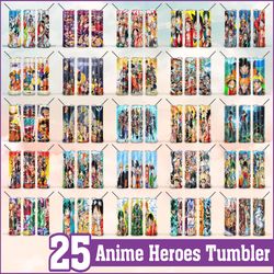 25 anime heroes tumbler,  anime heroes png, tumbler design,  digital download