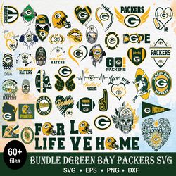 60 green bay packers bundle svg, packers svg, nfl svg, png, dxf, eps digital file