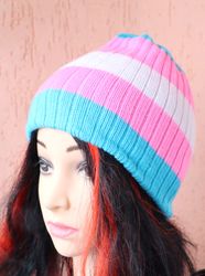 lgbt trans beanie hat flag transgender beanie knitted hat transgender pride blue white pink lgbt print transgender hat