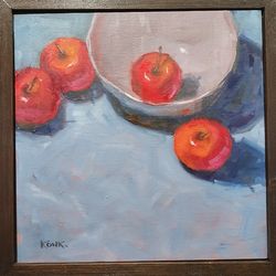 original oil painting of juicy apples still life with fruit apples bright oil painting wall art