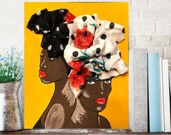 black queen painting woman original art african american art black woman