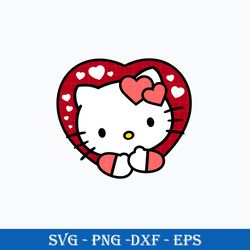 kitty vanlentine day svg, hello kitty heart svg, valentine day svg cut file