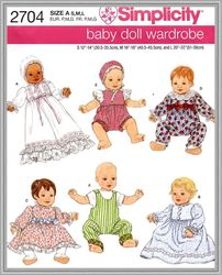 digital - vintage simplicity 2704 dolls 12" - 22" sewing pattern - wardrobe clothes for dolls 12" - 22" - pdf