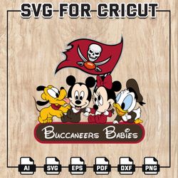 buccaneers babies nfl svg, tampa bay buccaneers svg, disney nfl svg, mickey, pluto, donald, nfl teams, instant download