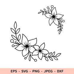 floral corner svg flowers border svg wedding border svg file for cricut dxf