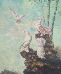 Dove painting on Canvas, Pigeon Bird Painting Wall Art, Bird Painting