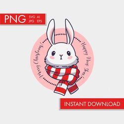 christmas bunny, cute rabbit, png, clip art, vector