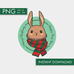 christmas bunny v2, cute rabbit, png, clip art, vector