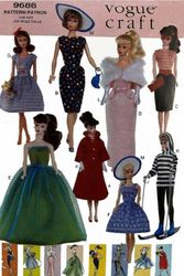 digital vintage sewing patterns vogue 9686 clothes for barbie and fashion dolls 11 1\2 inches