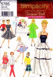 digital vintage sewing patterns simplicity 5785 clothes for barbie and fashion dolls 11 1\2 inches